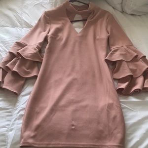 Pink Ruffle Sleeve Dress